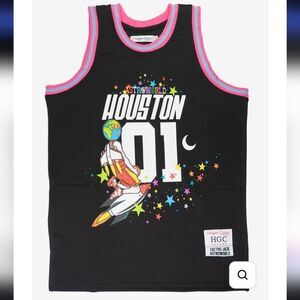 HEADGEAR Cactus Jack ASTROWORLD BASKETBALL JERSEY BLACK Like New Sz XL